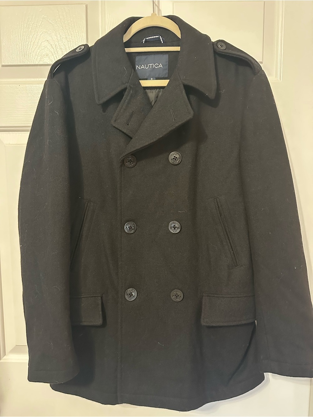 Nautica Men's Double-Breasted Peacoat in Black NWOT Medium